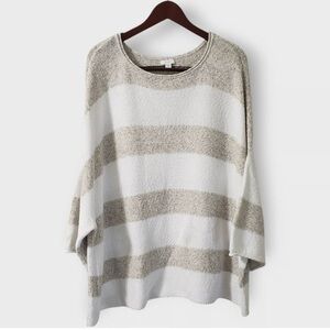 📌JJill Pure Jill Striped Beige & White Kimono Style Sweater